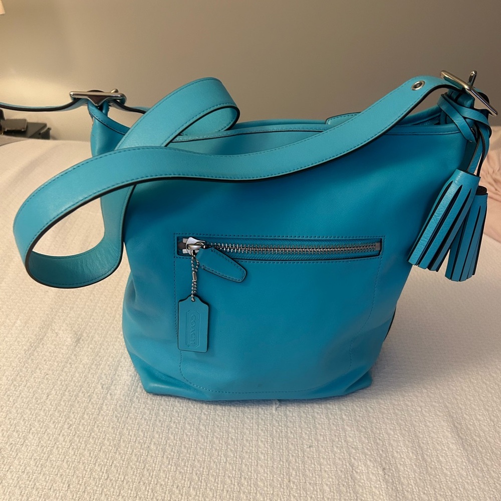 Blue Leather Shoulder Bag